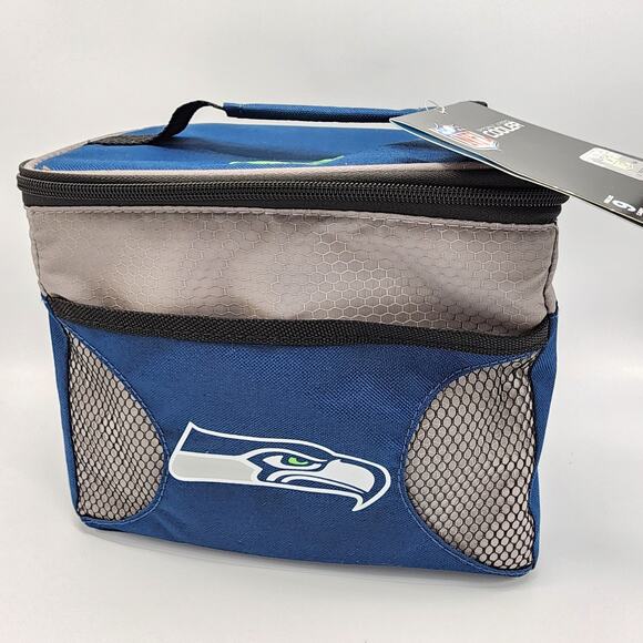 Rawlings Seattle Seahawks Nine-Can Cooler Soft Side Front Pocket Handle Navy - Picture 2 of 7